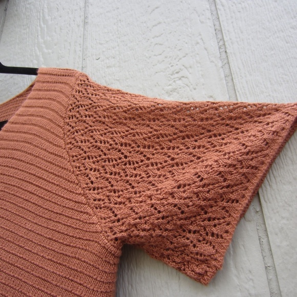 Gimmick by BKE Bodysuit XL Copper Rust Boho Knitted Sweater Cochet Comfy - Picture 8 of 16